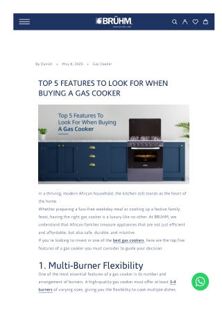 Top 5 Features of the Best Gas Cookers