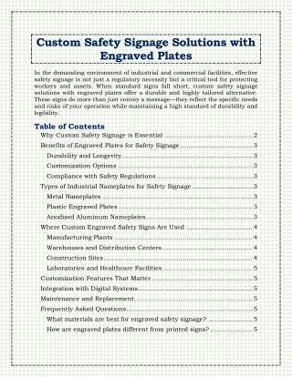 Custom Safety Signage Solutions with Engraved Plates