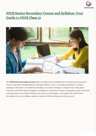 nios senior secondary course and syllabus your