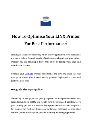 how to optimise your linx printer