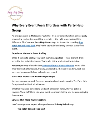 Why Every Event Feels Effortless with Party Help Group