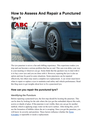 How to Assess And Repair a Punctured Tyre_