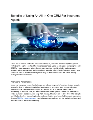 benefits of using an all in one crm for insurance