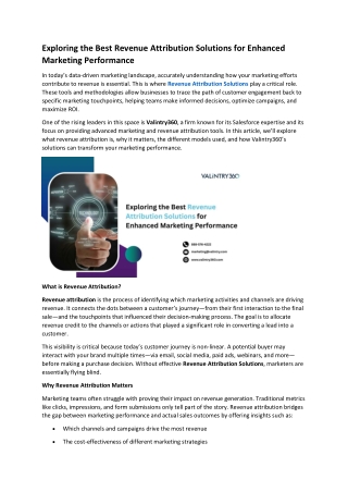 Exploring the Best Revenue Attribution Solutions for Enhanced Marketing Performance