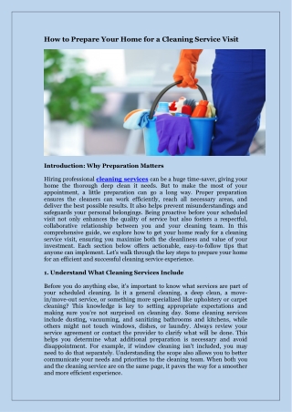 How to Prepare Your Home for a Cleaning Service Visit
