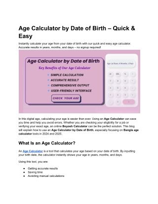 Age Calculator by Date of Birth – Quick & Easy