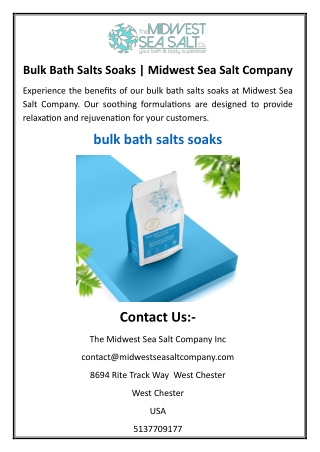 Bulk Bath Salts Soaks
