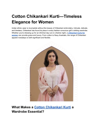 Discover the Timeless Beauty of Chikankari Kurta for Women