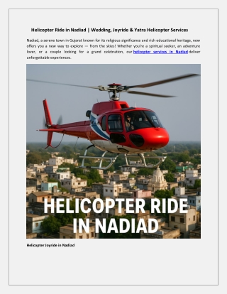 Helicopter Ride in Nadiad - Wedding, Joyride & Yatra Helicopter Services