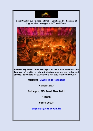 Best Diwali Tour Packages 2025 – Celebrate the Festival of Lights with Unforgett