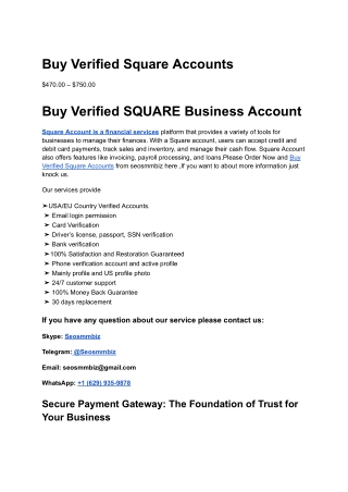 Access To Advanced Features Buy Verified Square Accounts