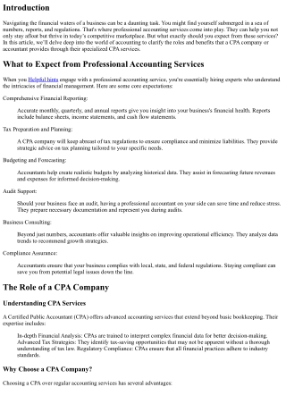 What to Expect from Professional Accounting Services
