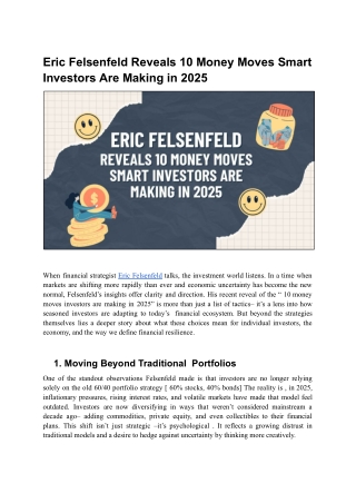 10 Smart Money Moves for 2025: Eric Felsenfeld's Investing Playbook