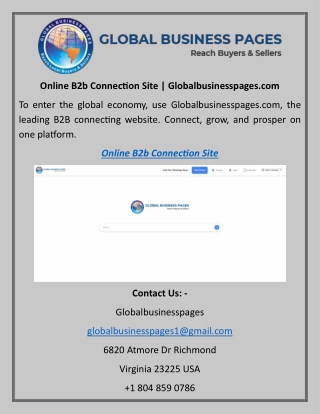 Online B2b Connection Site Globalbusinesspages.com