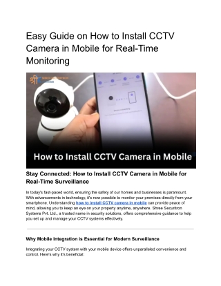 Easy Guide on How to Install CCTV Camera in Mobile for Real-Time Monitoring