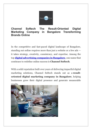 Channel Softech — The Result-Oriented Digital Marketing Company in Bangalore Transforming Brands Online