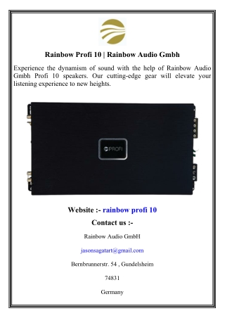 Rainbow Profi 10   Rainbow Audio Gmbh