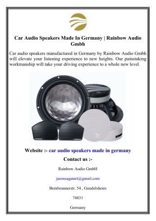 Car Audio Speakers Made In Germany   Rainbow Audio Gmbh
