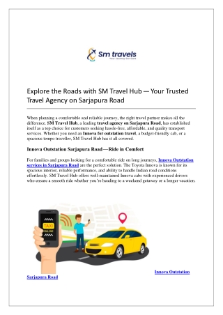 Explore the Roads with SM Travel Hub — Your Trusted Travel Agency on Sarjapura Road
