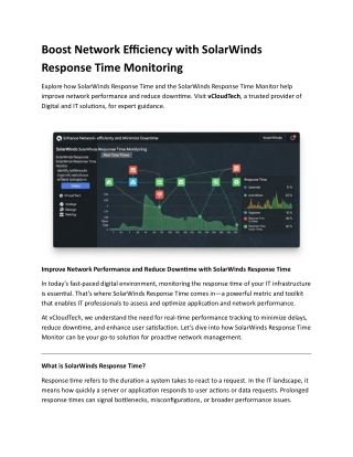 Boost Network Efficiency with SolarWinds Response Time Monitoring