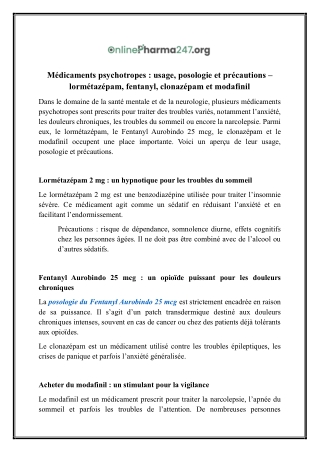 Acheter du Modafinil | Onlinepharma247.org
