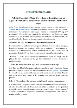 Acheter du lormétazépam 1 mg | Onlinepharma247.org