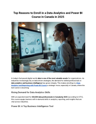 Top Reasons to Enroll in a Data Analytics and Power BI Course in Canada in 2025
