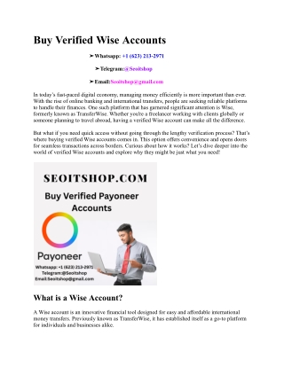 Buy Verified Wise Accounts