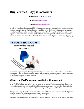 Buy Verified Paypal Accounts