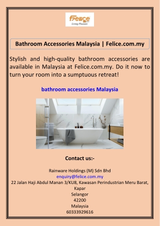 Bathroom Accessories Malaysia Felice.com.my