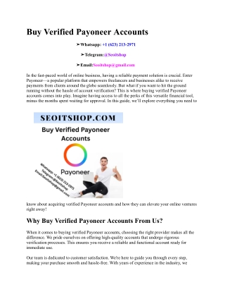 Buy Verified Payoneer Accounts