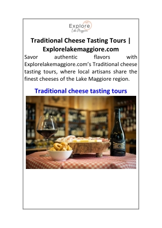Traditional Cheese Tasting Tours | Explorelakemaggiore.com