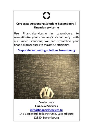 Corporate Accounting Solutions Luxembourg Financialservices.lu