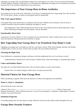 upgrading your garage door can significantly