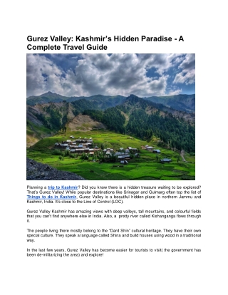 Gurez Valley Kashmir’s Hidden Paradise  A Complete Travel Guide