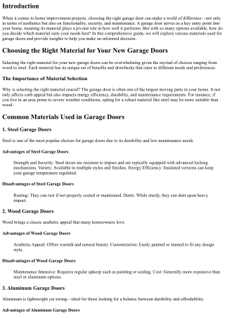 Choosing the Right Material for Your New Garage Doors