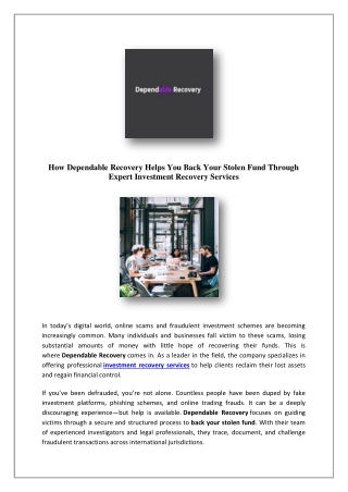 how dependable recovery helps you back your