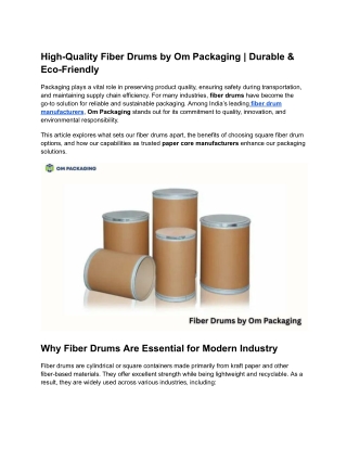 High-Quality Fiber Drums by Om Packaging _ Durable & Eco-Friendly