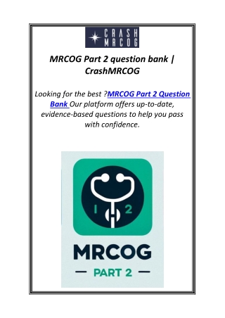 mrcog part 2 question bank crashmrcog