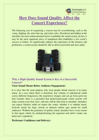How Does Sound Quality Affect the Concert Experience?