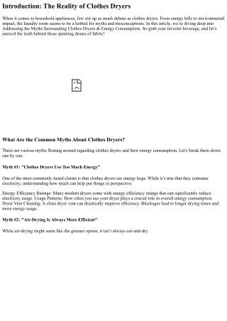 Addressing the Myths Surrounding Clothes Dryers & Energy Consumption
