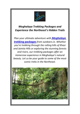 Meghalaya Trekking Packages and Experience the Northeast’s Hidden Trails