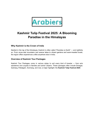 Kashmir Tulip Festival 2025: A Blooming Paradise in the Himalayas – Best Kashmir
