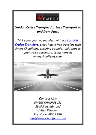 London Cruise Transfers for Easy Transport to and from Ports