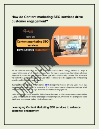 How do Content marketing SEO services drive customer engagement?