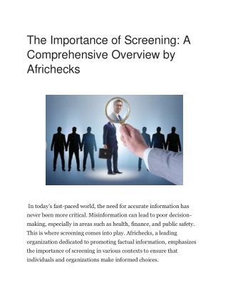 Africhecks - Professional Background Screening Services for Informed Hiring Deci