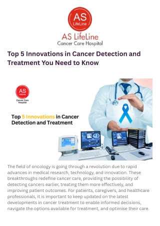 Top 5 Innovations in Cancer Detection and Treatment You Need to Know