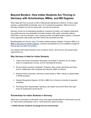 Beyond Borders_ How Indian Students Are Thriving in Germany with Scholarships, MBAs, and MS Degrees