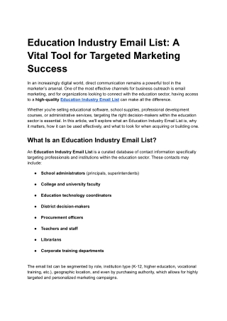 Education Industry Email List: A Vital Tool for Targeted Marketing Success