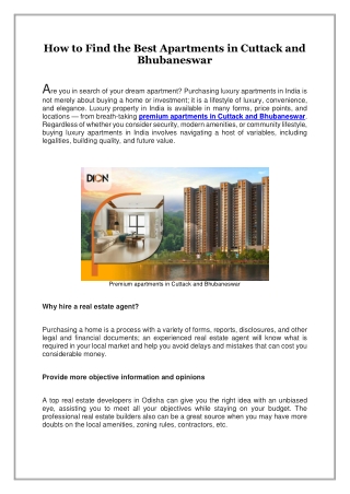 How to Find the Best Apartments in Cuttack and Bhubaneswar